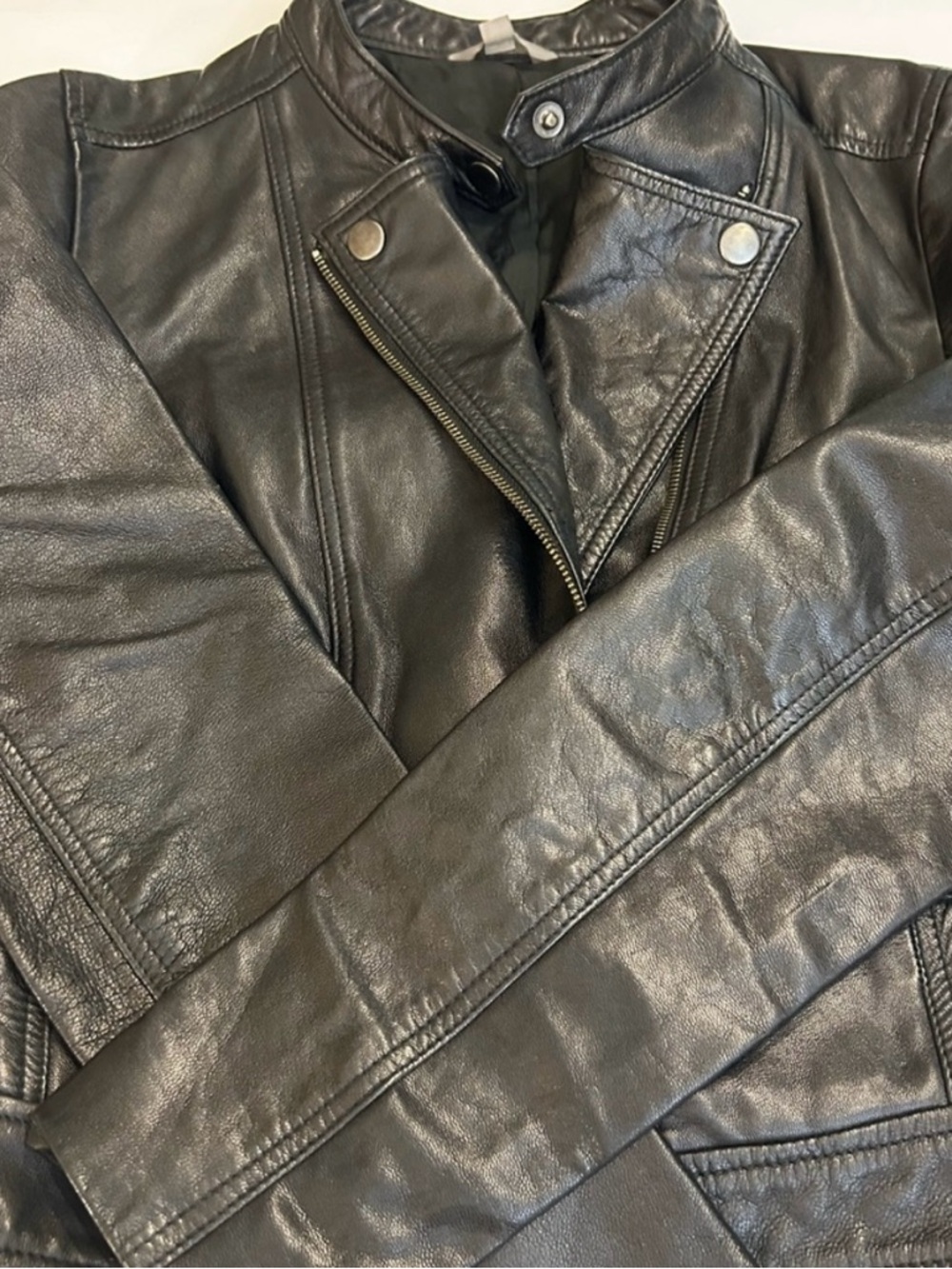 Rubbish Black Leather Moto Jacket